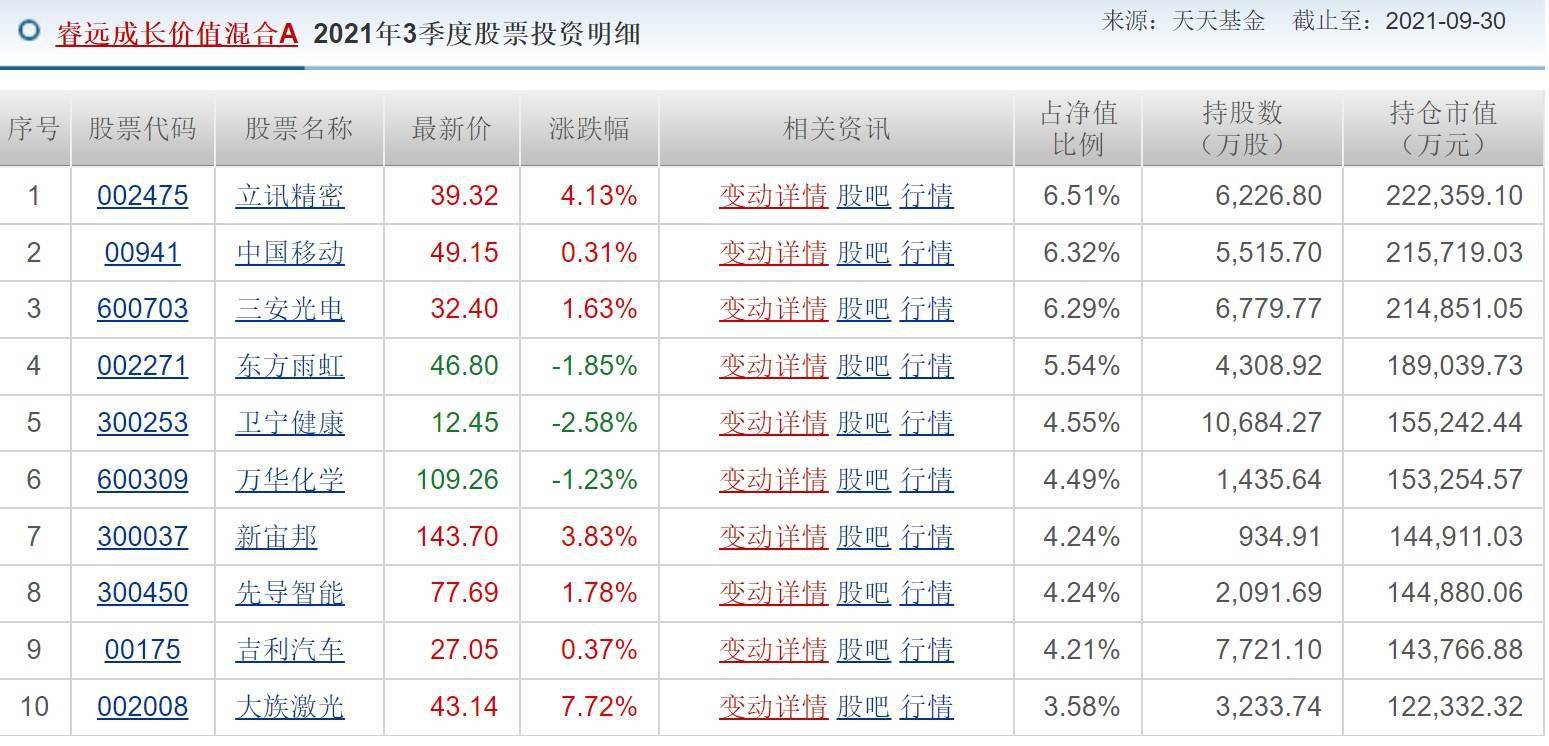 解析睿远最新持仓，投资策略与市场动向